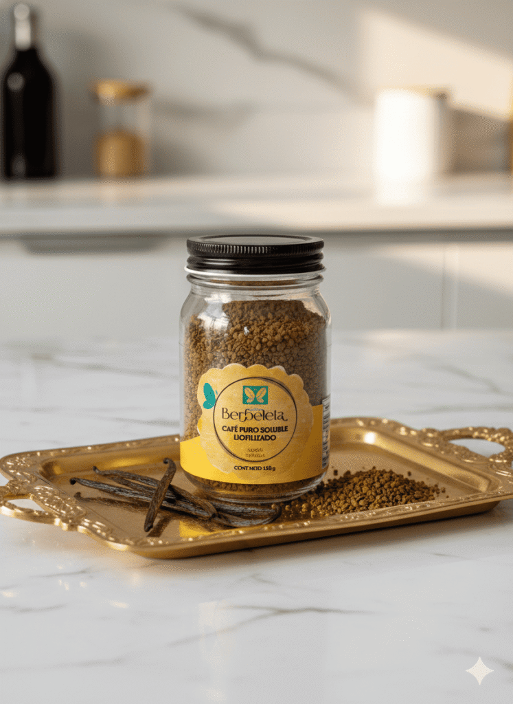 CAFÉ PURO SOLUBLE LIOFILIZADO, SABOR VAINILLA